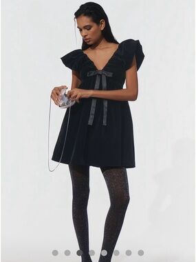 Endless Rose Black Velvet Bow Mini Dress
